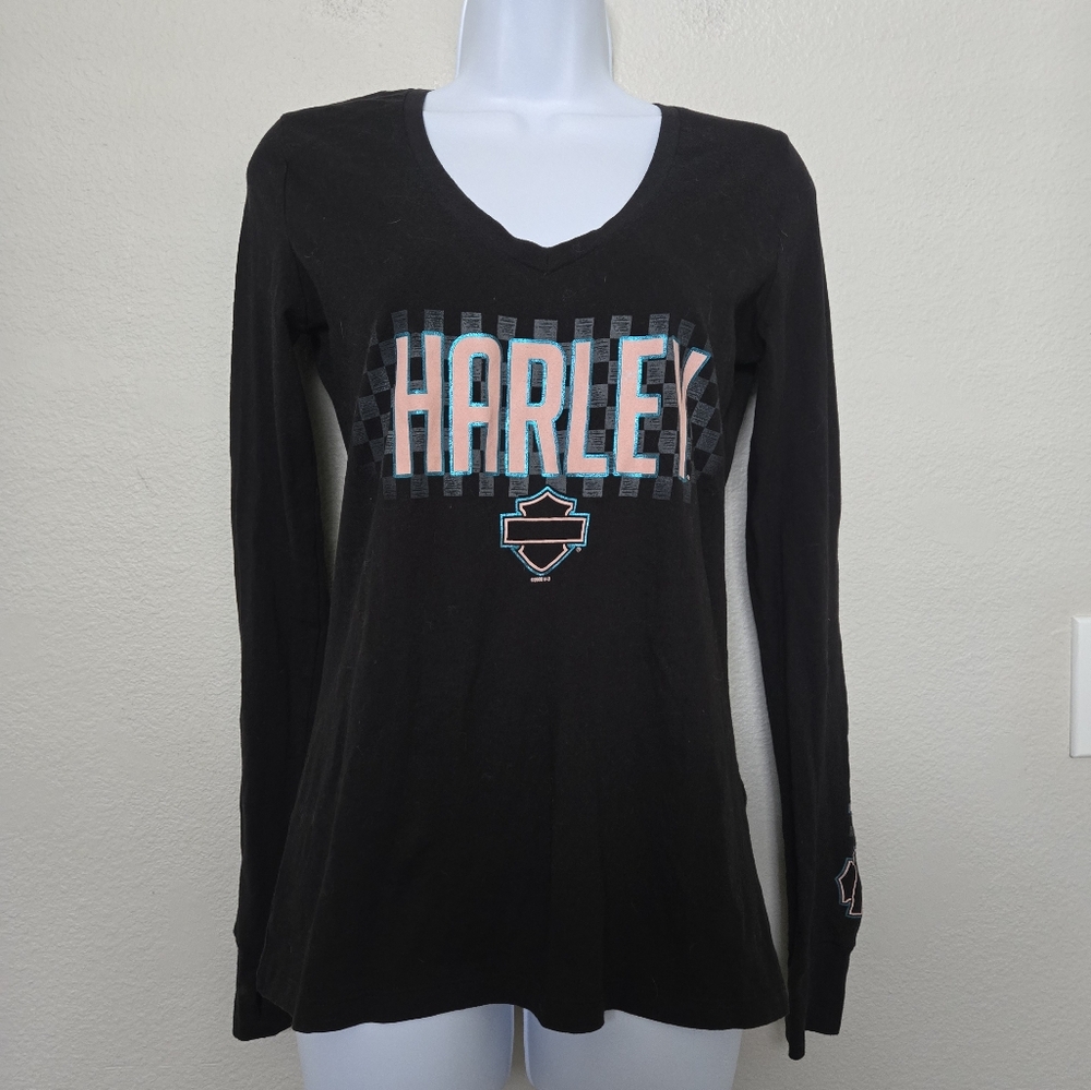 Harley Davidson Black Long Sleeve Shirt Womens Size XS
